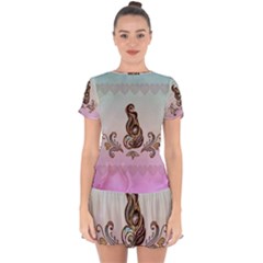 Abstract Decorative Floral Design, Mandala Drop Hem Mini Chiffon Dress by FantasyWorld7