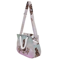 Abstract Decorative Floral Design, Mandala Rope Handles Shoulder Strap Bag