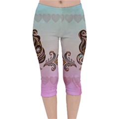 Abstract Decorative Floral Design, Mandala Velvet Capri Leggings  by FantasyWorld7