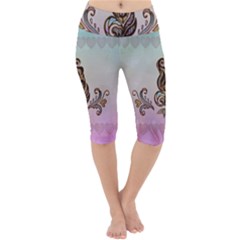 Abstract Decorative Floral Design, Mandala Lightweight Velour Cropped Yoga Leggings by FantasyWorld7