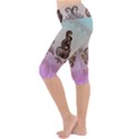 Abstract Decorative Floral Design, Mandala Lightweight Velour Cropped Yoga Leggings View2