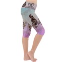 Abstract Decorative Floral Design, Mandala Lightweight Velour Cropped Yoga Leggings View3