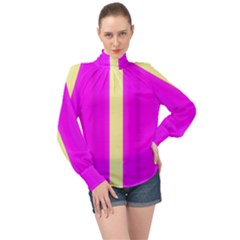 Colors And More Wonderful Colors High Neck Long Sleeve Chiffon Top