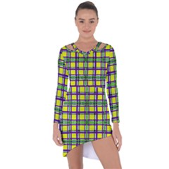 Plaid 3 Asymmetric Cut-Out Shift Dress