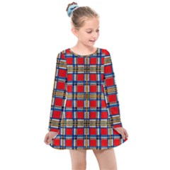 Plaid 4 Kids  Long Sleeve Dress by ArtworkByPatrick