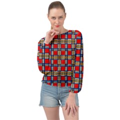 Plaid 4 Banded Bottom Chiffon Top