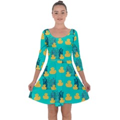 Little Yellow Duckies Quarter Sleeve Skater Dress by VeataAtticus