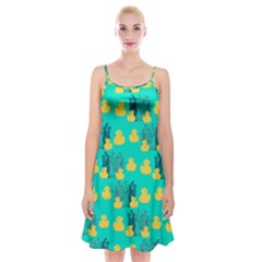 Little Yellow Duckies Spaghetti Strap Velvet Dress