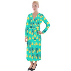 Little Yellow Duckies Velvet Maxi Wrap Dress by VeataAtticus