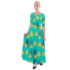 Little Yellow Duckies Half Sleeves Maxi Dress