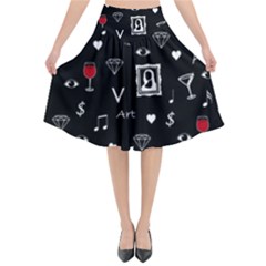 Party Pattern Flared Midi Skirt