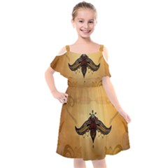 Abstract Decorative Design, Mandala Kids  Cut Out Shoulders Chiffon Dress