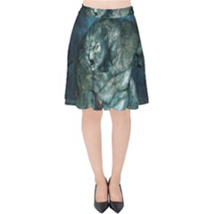 Aweome Troll With Skulls In The Night Velvet High Waist Skirt by FantasyWorld7