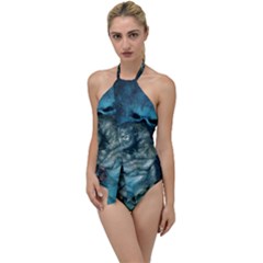 Aweome Troll With Skulls In The Night Go With The Flow One Piece Swimsuit by FantasyWorld7