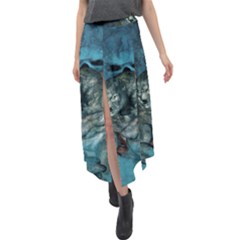 Aweome Troll With Skulls In The Night Velour Split Maxi Skirt