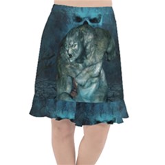 Aweome Troll With Skulls In The Night Fishtail Chiffon Skirt