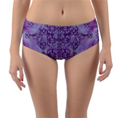 Baroque Fantasy Flowers Ornate Festive Reversible Mid-waist Bikini Bottoms by pepitasart