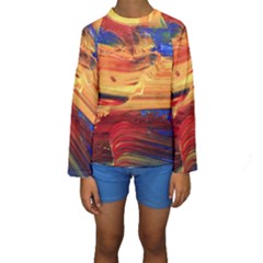 Rainbow Waves Kids  Long Sleeve Swimwear by WILLBIRDWELL