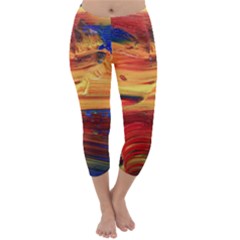 Rainbow Waves Capri Winter Leggings 