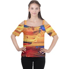 Rainbow Waves Cutout Shoulder Tee