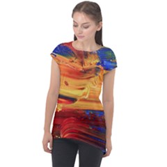 Rainbow Waves Cap Sleeve High Low Top by WILLBIRDWELL