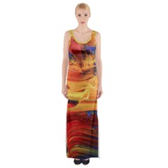 Rainbow Waves Thigh Split Maxi Dress by WILLBIRDWELL