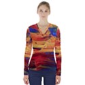 RAINBOW WAVES V-Neck Long Sleeve Top View1