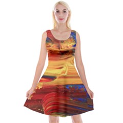 Rainbow Waves Reversible Velvet Sleeveless Dress