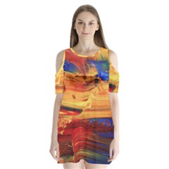 Rainbow Waves Shoulder Cutout Velvet One Piece