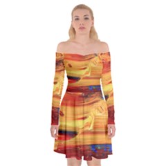 Rainbow Waves Off Shoulder Skater Dress