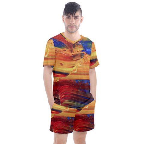 Rainbow Waves Men s Mesh Tee And Shorts Set by WILLBIRDWELL