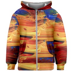 Rainbow Waves Kids  Zipper Hoodie Without Drawstring