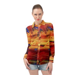 Rainbow Waves Long Sleeve Chiffon Shirt