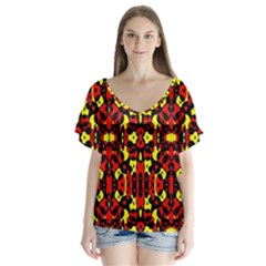 Abp Rby 5 V-neck Flutter Sleeve Top by ArtworkByPatrick