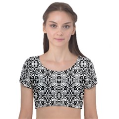 Bw 14 Velvet Short Sleeve Crop Top  by ArtworkByPatrick