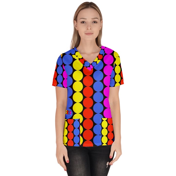 Dots 3d Women s V-Neck Scrub Top