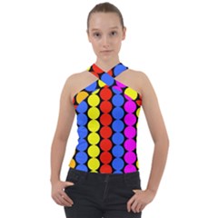 Dots 3d Cross Neck Velour Top