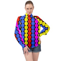 Dots 3d High Neck Long Sleeve Chiffon Top