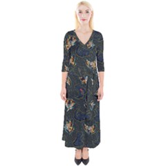 King And Queen Quarter Sleeve Wrap Maxi Dress by Mezalola