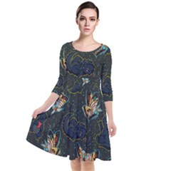 King And Queen Quarter Sleeve Waist Band Dress by Mezalola