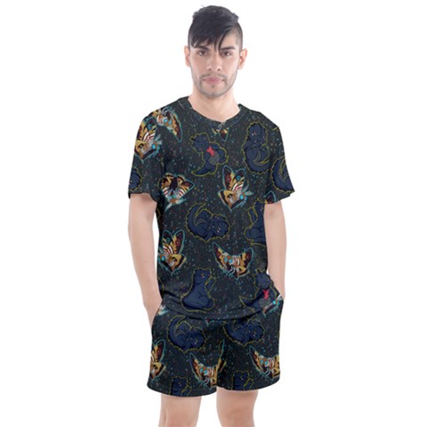 King And Queen Men s Mesh Tee And Shorts Set by Mezalola