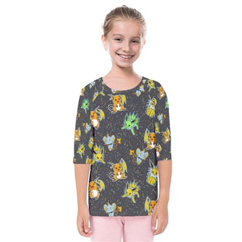 Electric Love  Kids  Quarter Sleeve Raglan Tee by Mezalola