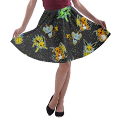 Electric Love  A-line Skater Skirt by Mezalola