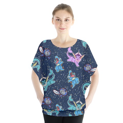 Water Type Batwing Chiffon Blouse by Mezalola