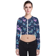 Water Type Long Sleeve Zip Up Bomber Jacket by Mezalola