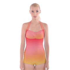 Ombré Sunset Boyleg Halter Swimsuit  by VeataAtticus