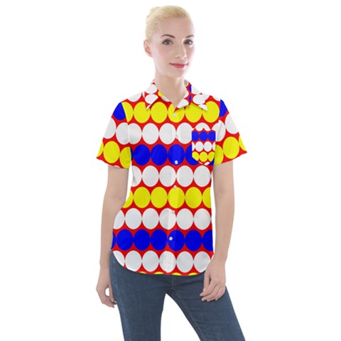 Dots 2 Colours Women s Short Sleeve Pocket Shirt by impacteesstreetwearsix