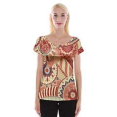 Pop Art Paisley Flowers Ornaments Multicolored 4 Cap Sleeve Top by EDDArt