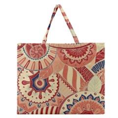 Pop Art Paisley Flowers Ornaments Multicolored 4 Zipper Large Tote Bag by EDDArt