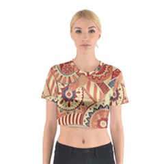 Pop Art Paisley Flowers Ornaments Multicolored 4 Cotton Crop Top by EDDArt